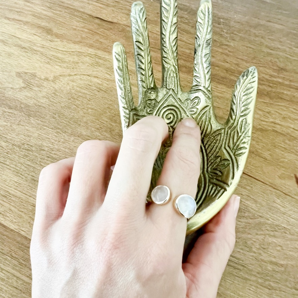 ‼️LAST CHANCE‼️ Moonstone & Rose Quartz Gold Adjustable Statement Ring